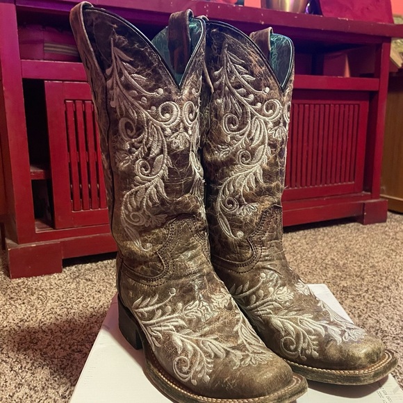 Corral Women’s Western Boots Size 7 M Brown Embroideried Leather Rodeo Cowgirl - Picture 2 of 6